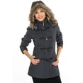thumbnail image 3 of Alpine Swiss Duffy Womens Hooded Parka Fur Trim Wool Coat Toggle Button Jacket, 3 of 10