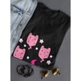 thumbnail image 3 of Kawaii Spirit Cat Graphic Women Black T-Shirt, Female Small, 3 of 4
