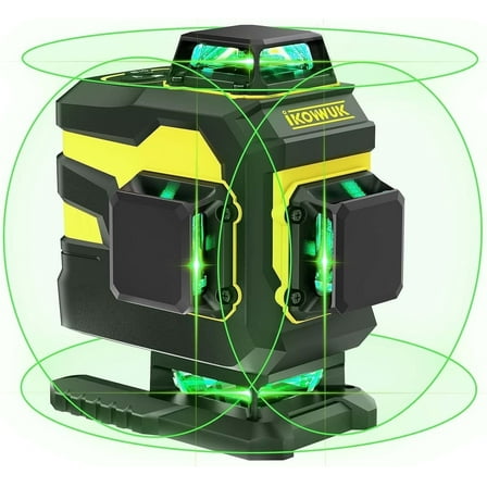 IKOVWUK 4x360° Laser Level, Self-leveling Tool for Construction, Tiling Floor & Picture Hanging, 4D Cross Line Laser Level with Remote Control, 16 Lines Vertical/Horizontal level with 2*4 Ah Battery