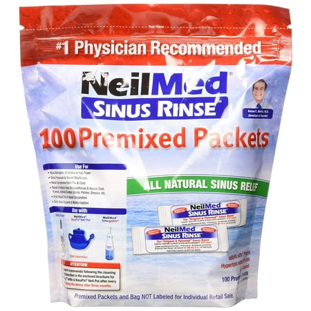 Sinus Rinse Premixed Refill Packets 100 ct., Nasal Allergies, Dryness & Hay Fever By