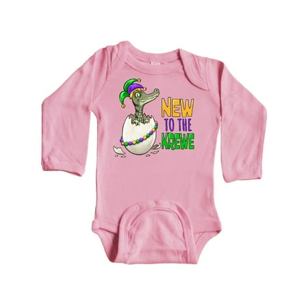 

Inktastic New to the Krewe Mardi Gras Baby Alligator Gift Baby Boy or Baby Girl Long Sleeve Bodysuit