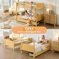 thumbnail image 4 of VanAcc Twin Over Twin Bunk Bed with Drawers, Solid Rubberwood Convertible Loft Beds, Modern Detachable Bed Frame for Teens Bedroom, Natural Wood, 4 of 10
