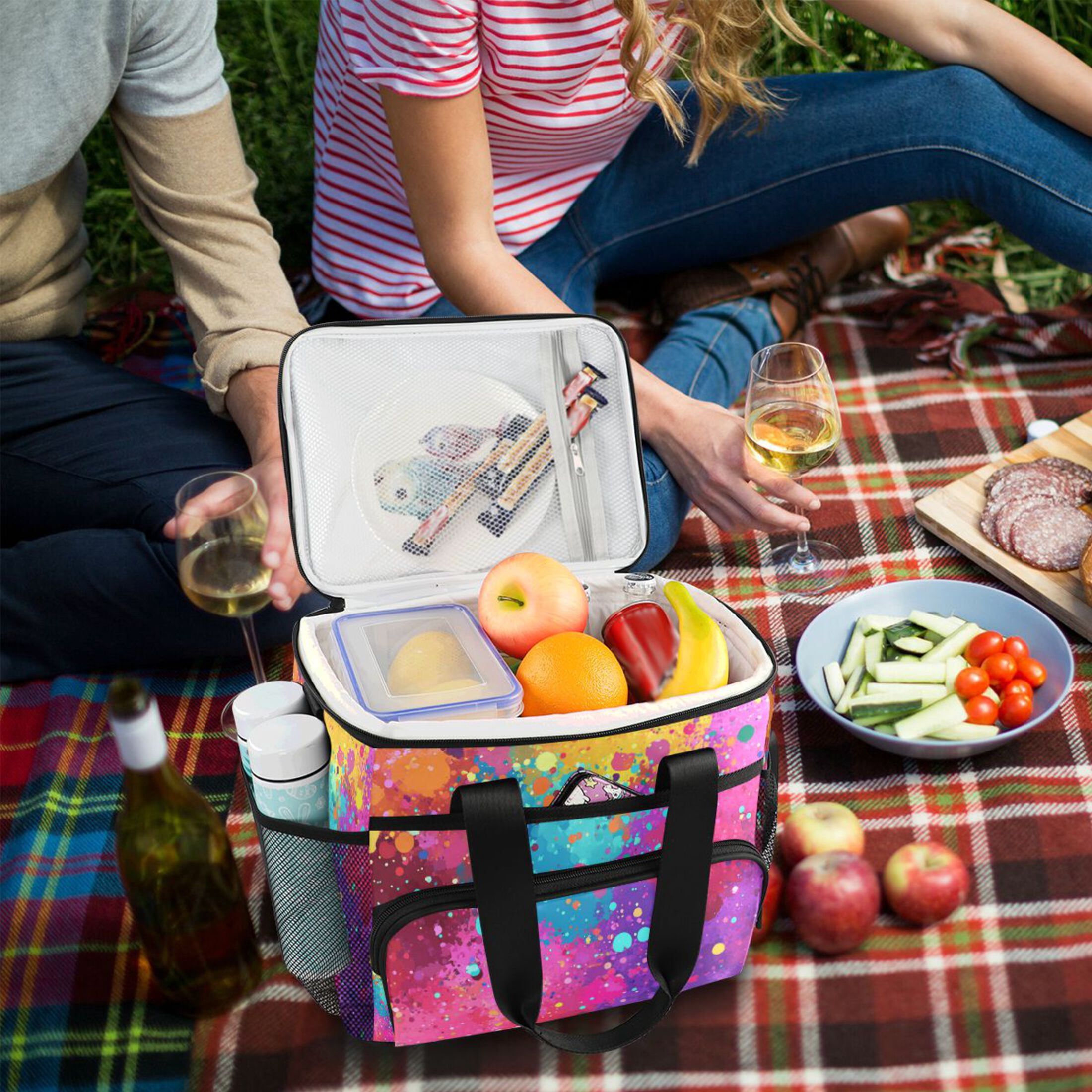 Color Explosion Splash Insulated Lunch Bag 15L Cooler Box for Women Men Work Camping Beach Travel