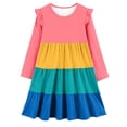 thumbnail image 3 of Youth 5-15Y Tiered Cake Dress Color Block Round Neck 2026 Spring Dresses for Youth Flutter Sleeve A-Line Twirly Skater, 3 of 6