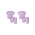 thumbnail image 2 of BemeyourBBs Infant Baby Girls First Birthday Outfit Summer 1 Years Old Birthday Clothes Cute Letters Embroidery Short Sleeve T Shirt Tops with Pockets Shorts 2Pcs Clothing Set, 2 of 9