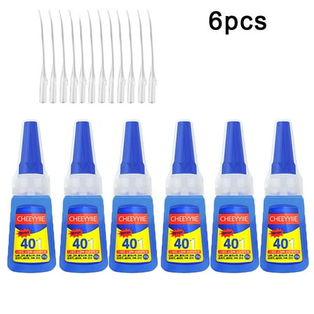 6-pack Waterproof Nail Glue Quick-Dry | Large Capacity | Strong Adhesive Gel | For Press-On Nails, False Nails & Nail Art | Salon Professional Quality | Long-Lasting | 401 Super Firm Formula | Extra