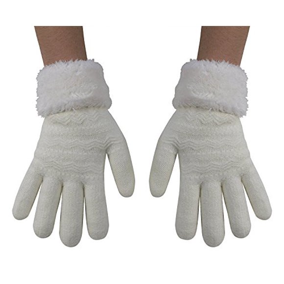 Peach Couture Double Layer Classic Cable Knit Plush Fleece Lined Winter Gloves