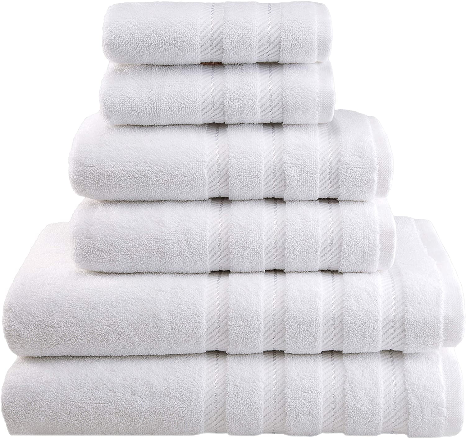 American Soft Linen Bath Towel Sets (6 Piece Towel Set, Bright White
