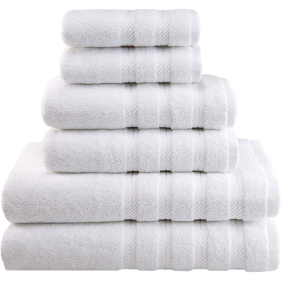 American Soft Linen100% Turkish Cotton Luxury 6 Piece Bath Towel Set - White