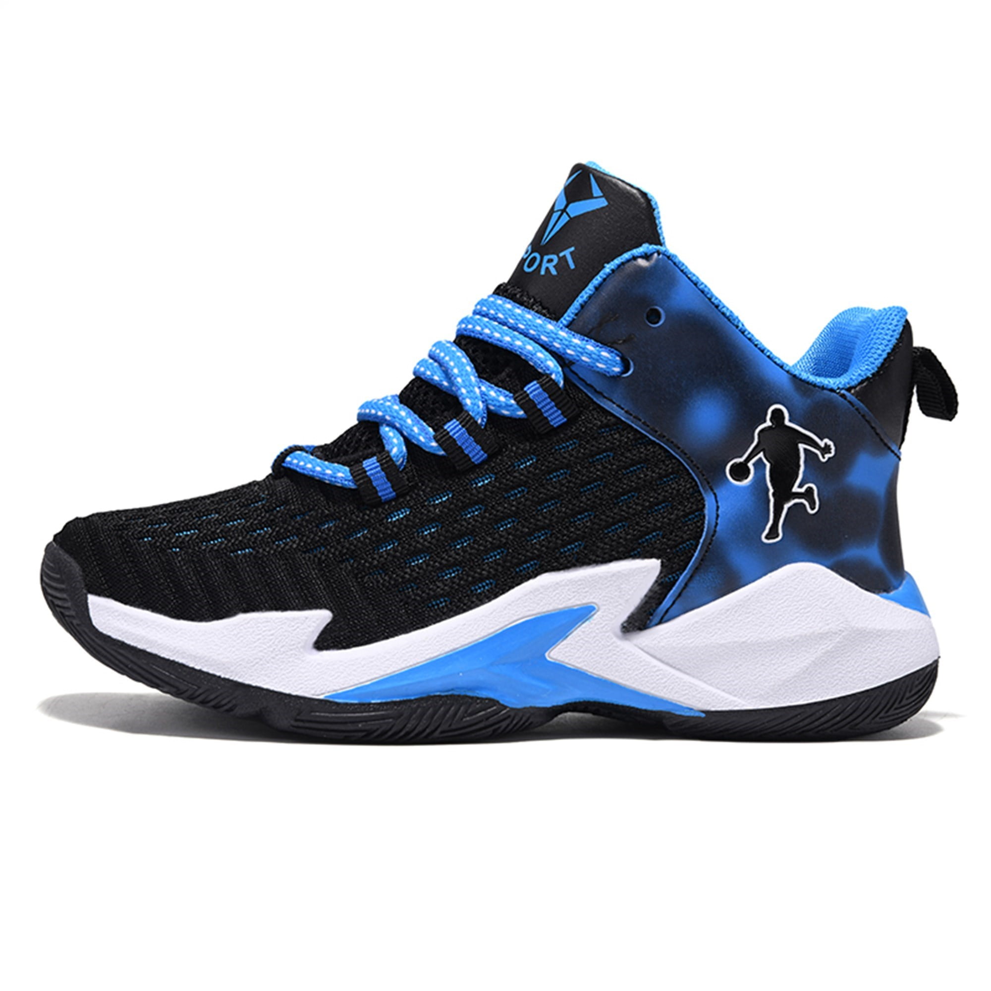 blue black and white basketball shoes