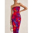 thumbnail image 4 of Vestido largo PRETTYGARDEN para mujer, ajustado sin tirantes, rojo marino, 4 of 9