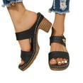 thumbnail image 4 of Womens Sandals Chunky Heel Thick Heel Open Toe Slip-on Slides Slippers Casual Summer Beach Outdoor Footwear Dressy Sandals 7, 4 of 4