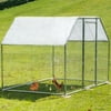 VEVOR Metal Chicken Coop Walk-in Coop With Cover 9.5' x 6.5'Large Cage Flat Roof