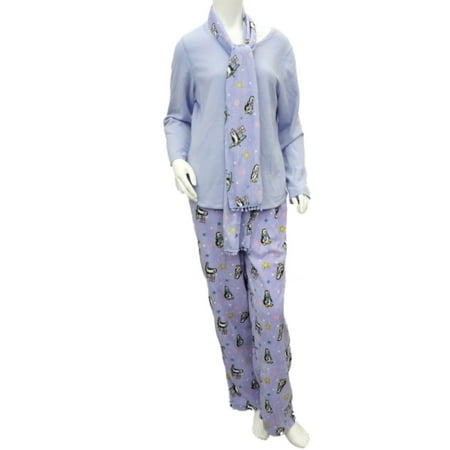 intimates jaclyn pajamas penguin lilac fleece scarf purple womens piece dialog displays option button additional opens zoom walmart