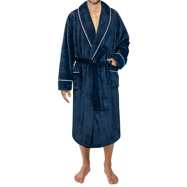 Pavilia - PAVILIA Mens Soft Robe, Navy Blue | Warm Fleece Robes for Men ...