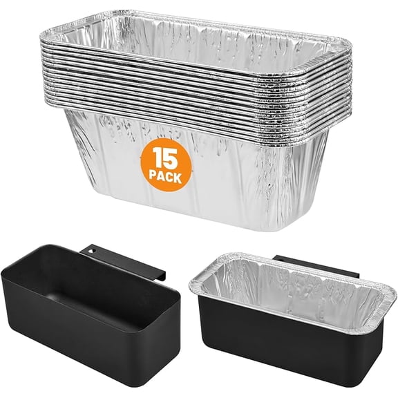 Griddle Grease Catcher for Blackstone Griddles 17'' 22'' 28'' 30'' 36'' with 15 Pack 5017 Grease Cup Liners, Aluminum Foil Drip Pan Liner Grill Grease Tray, Blackstone Griddle Replacement