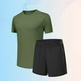 thumbnail image 4 of Wdfiry Workout Sport Sets for Men 2 Piece Outfits Summer Tracksuit Sets Fashion Cool Quick Dry Athletic Sets Solid Casual Short Sleeve V-Neck Shirts with Shorts, 4 of 6