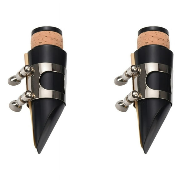 2X Black Plastic B Flat Clarinet Mouthpiece & Cap Clamp Woodwind Instruments