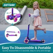 GOTRAX KS1 Kids Kick Scooter, ABEC-7, LED Light, 3 Adjustable Handlebars, 2~8 Years, Max Load 100 lbs, Purple
