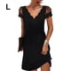 thumbnail image 2 of Sonducket Vestido corto estampado con cuello en V de encaje para mujer, elegante, para cita nocturna, graduación universitaria, verano, fiesta de Vestidos Negro L Sonducket AP010367-19, 2 of 5