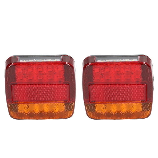 Trailer Tail Lights Kit, Square Trailer Lights Kit, 2pcs LED Taillights 12V Shock Rear Turn Signal Lamp Universal For Truck Trailer