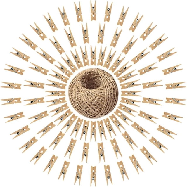 Mini pinzas de madera para la ropa de 3,5 cm - Paquete de 100 pinzas de madera pequeñas - Pinzas de madera decorativas para fotos para manualidades