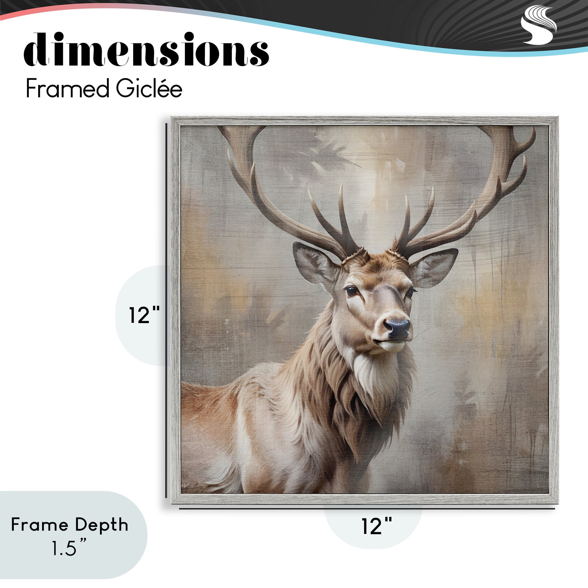 Stupell Industries Rustic Stag with Majestic Glance Gray Framed Giclee Art, design by Susan Arnot