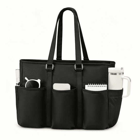GASTROPOD 17" Laptop Tote Bag for Women Work,Teacher Tote Bag Nurse Bag,Professional Utility Computer Bag for Work/Travel/College/Daily,Large Purse Handbag with Trolley Sleeve&Large Cup Holder
