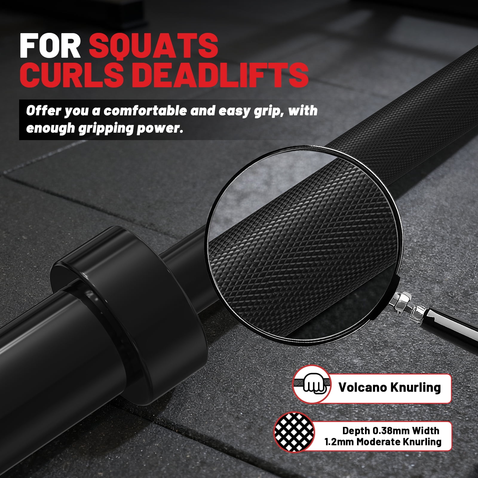 Olympic Barbell, 6ft Barbell for Strength Training and Weightlifting, 2 inch Olympic Bar with 700lb Capacity, Comfortable Grip for Squats Curls Deadlifts
