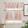 thumbnail image 2 of Christmas Light Kitchen Curtains and Valances Set, Pink Beige Checked Pine Trees Snowflakes Rod Pocket Window Valance Window Curtain Panels for Living Room Bedroom Laundry, 27.5x24in, 3 Pieces, 2 of 7