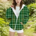 thumbnail image 2 of Ashirexll Girls Hoodies Pullover Zip Up Hoodie Girls 3-14 Years Winter Plaid Fashion Casual Velvet Fleece Lined Comfortable Long Sleeve Hooded Zipper Sweatshirt for Kids, 2 of 6