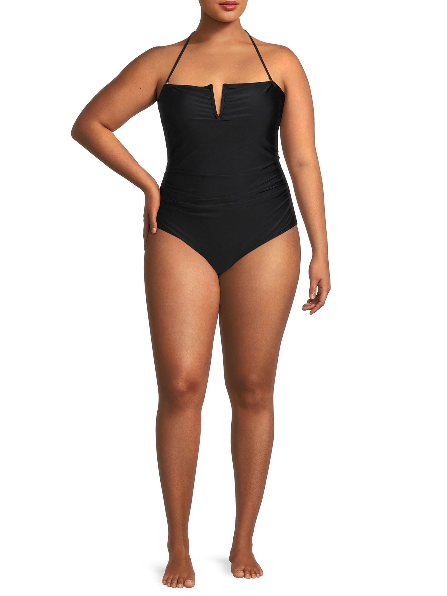 Catherine Malandrino Womens Plus Size V-Neck Convertible Strap One-Piece  Swimsuit - Walmart.com