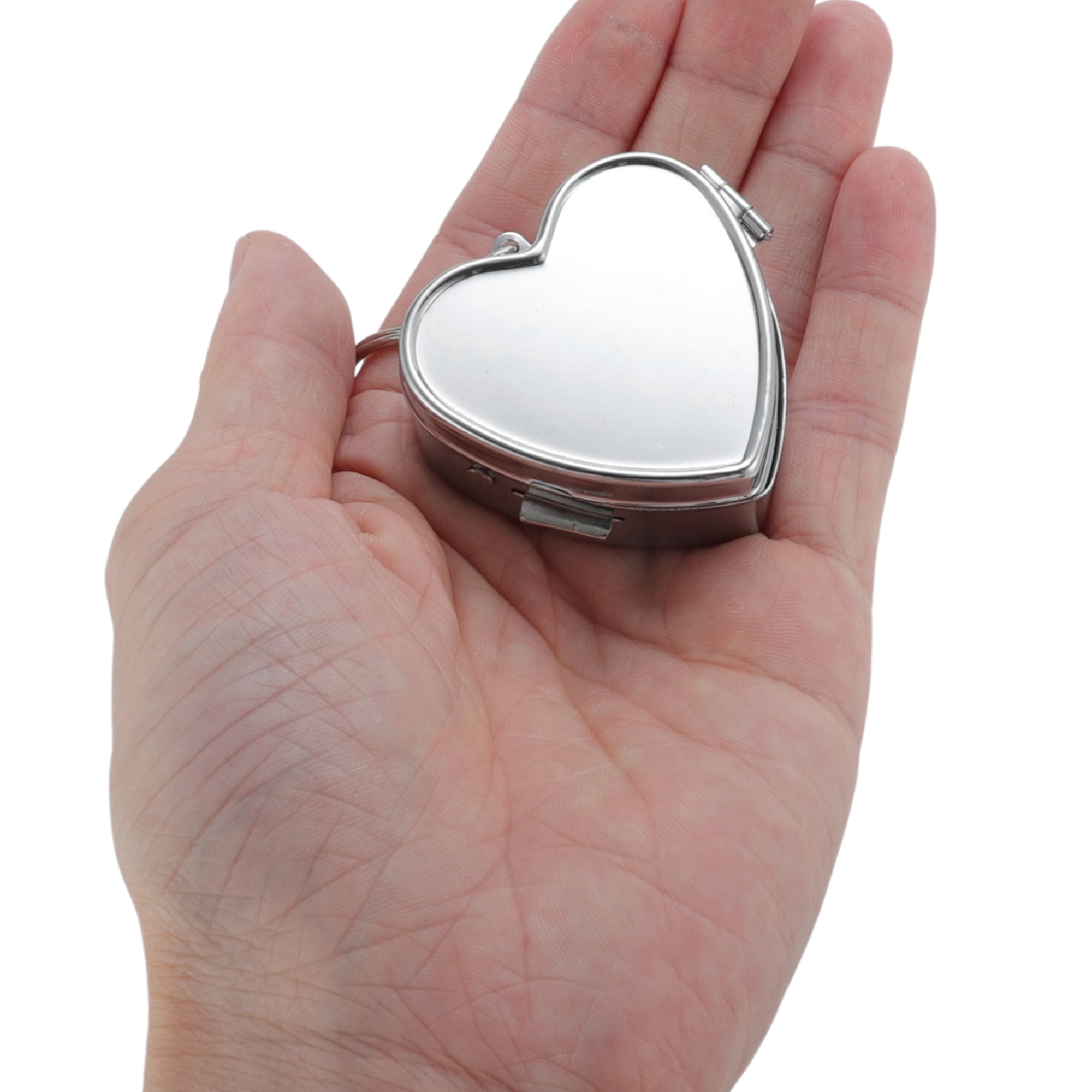 Unique Bargains 2 Grid Heart Pill Case Silver Tone 1 Pc