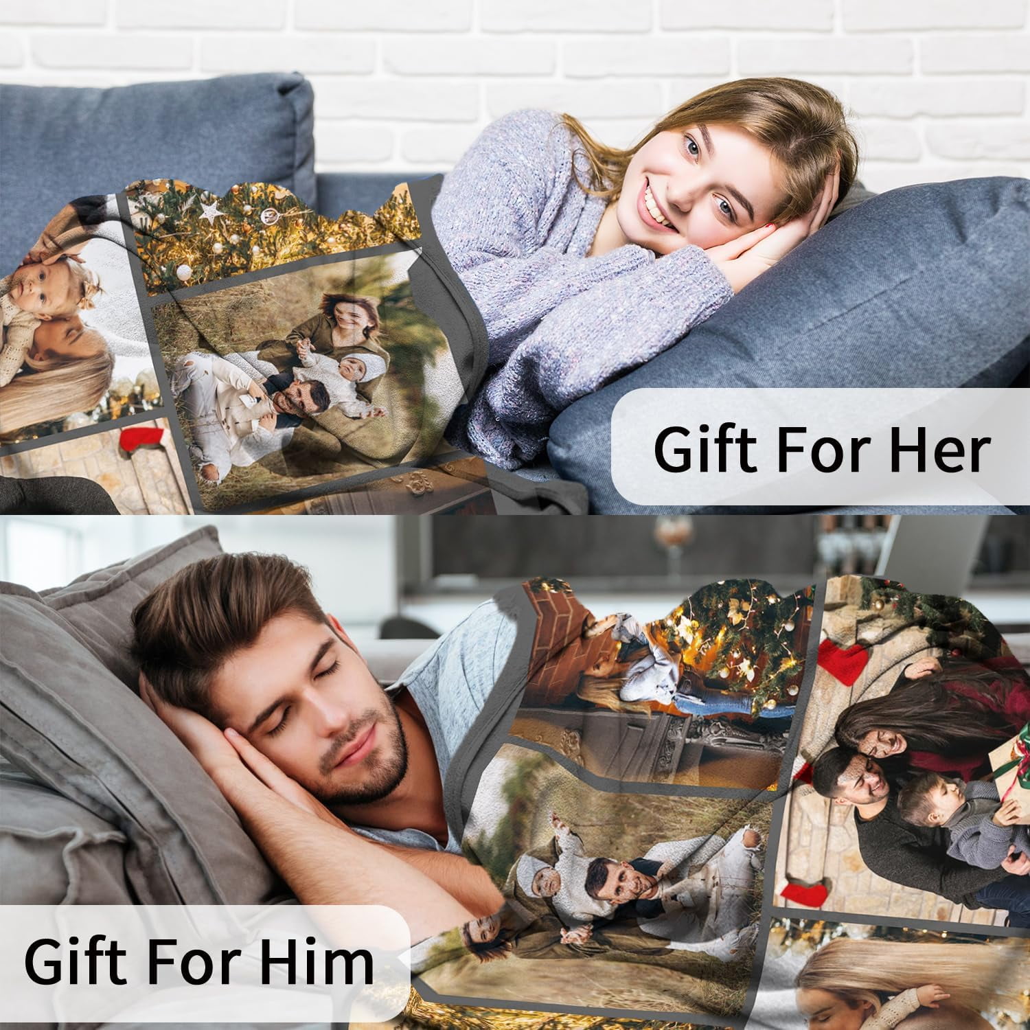 Custom Blanket with Photo Personalized Blankets and Throws Picture Blanket for Mothers Day Birthday Customized for Mom Dad Couple Girlfriend Boyfriend Wife Husband Blankets