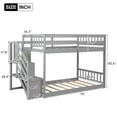 thumbnail image 7 of Twin Over Twin Bunk Bed with Stairs and Storages for Kids Teens, Solid Wood Low Bunk Beds Frame with Support Slat, No Box Spring Required, Gray 76''Lx39.3''Wx50.6''H, 7 of 7