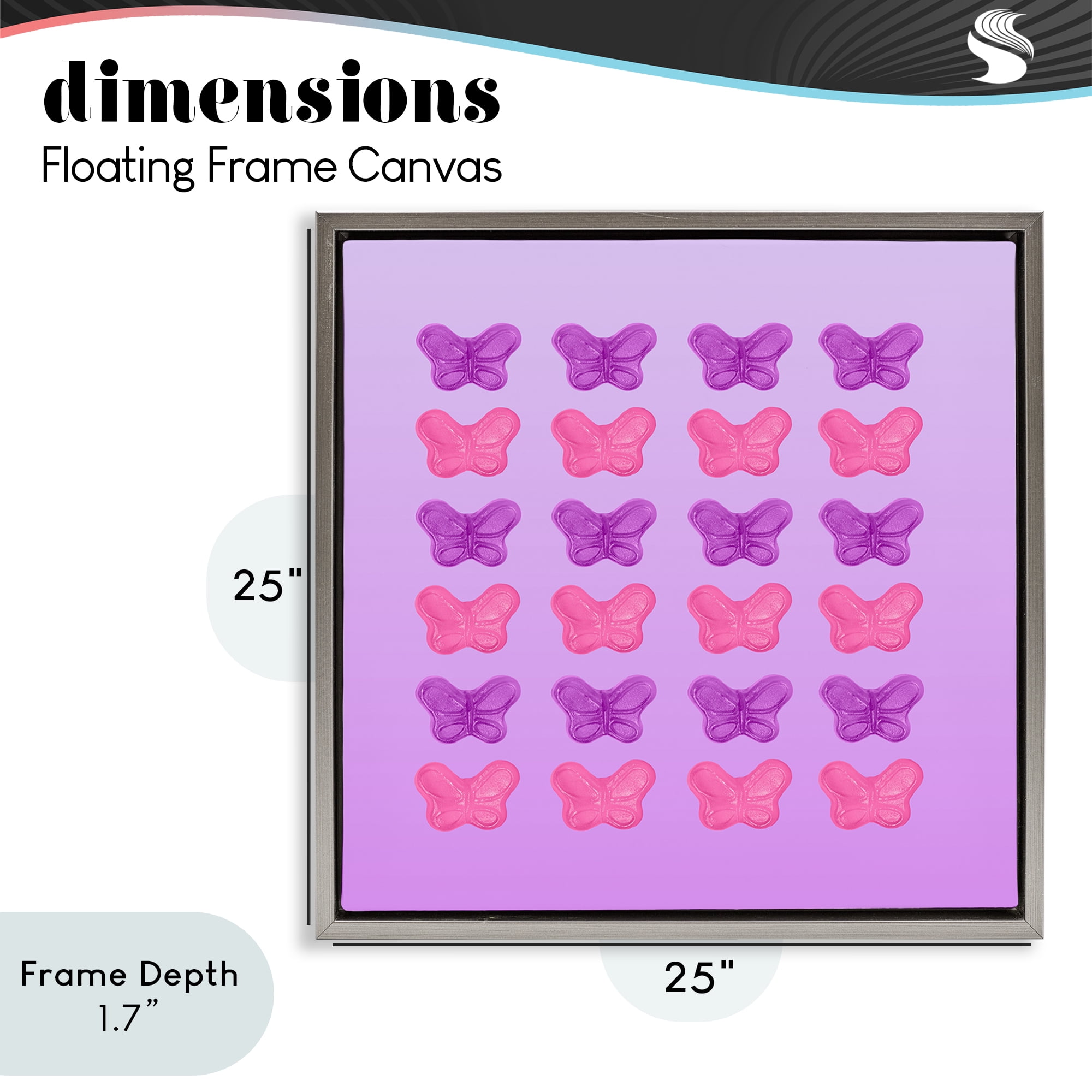 Stupell Industries Purple & Pink Butterfly Candies Gray Framed Floater Canvas Wall Art, design by LISH Creative
