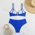 thumbnail image 5 of Efsteb Swimsuits for Women 2025 Two Piece Women's Two Piece Bikini Set Ring Linked Ruched Underwire Bikini Bathing Suit Swimwear Set Swimming Suit (Blue,L), 5 of 5