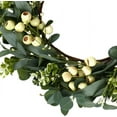 thumbnail image 4 of Corona de eucalipto de seda de 20 pulgadas, decoración rústica de granja para todas las estaciones, vegetación realista, fácil de colgar en la puerta de entrada o el porche, no requiere mantenimiento, 4 of 6