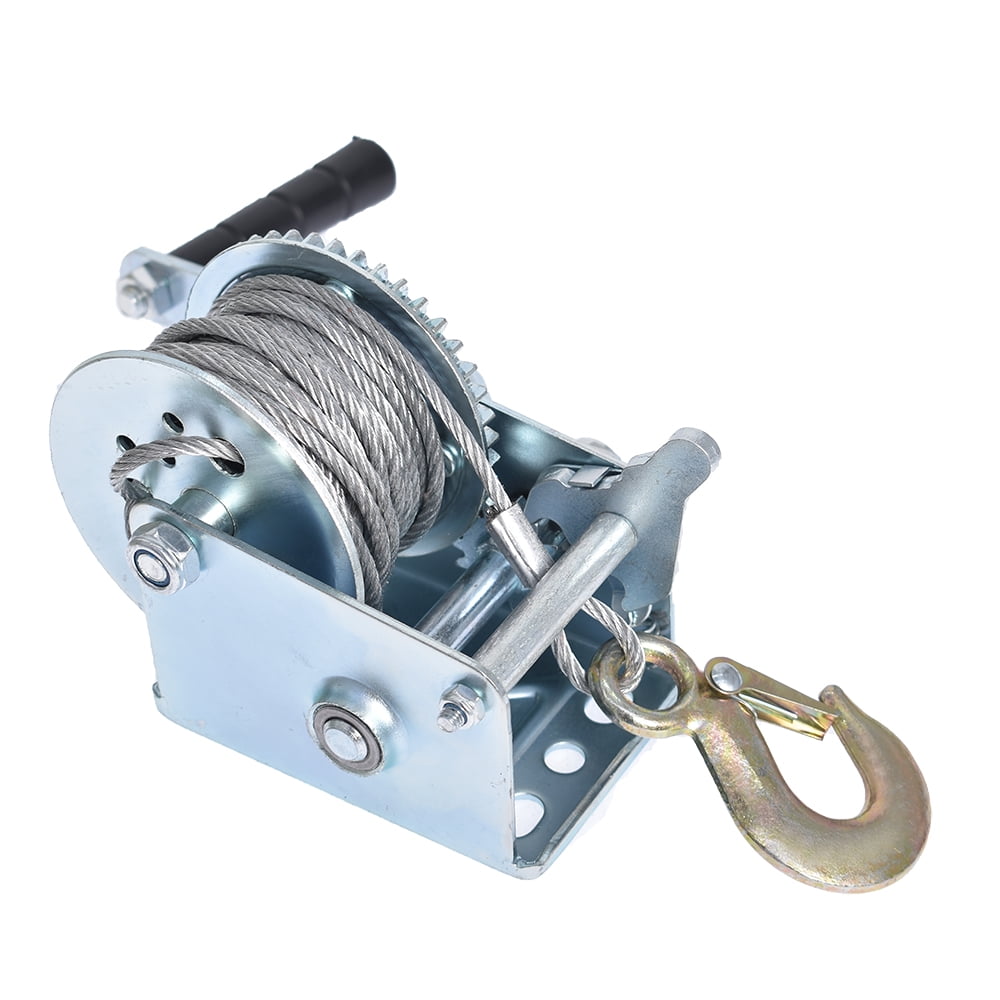 Heavy Duty Hand Winch 600Lbs Hand Crank Strap Gear with 8m Steel Wire
