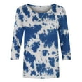 thumbnail image 4 of CHOK Ichuanyi Hauts pour Femmes Liquidation d'Été T-shirt Imprimé Mode pour Femmes Blouse Mi-Longue Manches 3/4 Col Rond Hauts Décontractés, 4 of 5