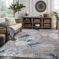 thumbnail image 3 of CAMILSON Spring Leaf Tropical Botanical Easy-Cleaning Non-Shedding Washable Outdoor Indoor Area Rug Blue 10x14, 3 of 11