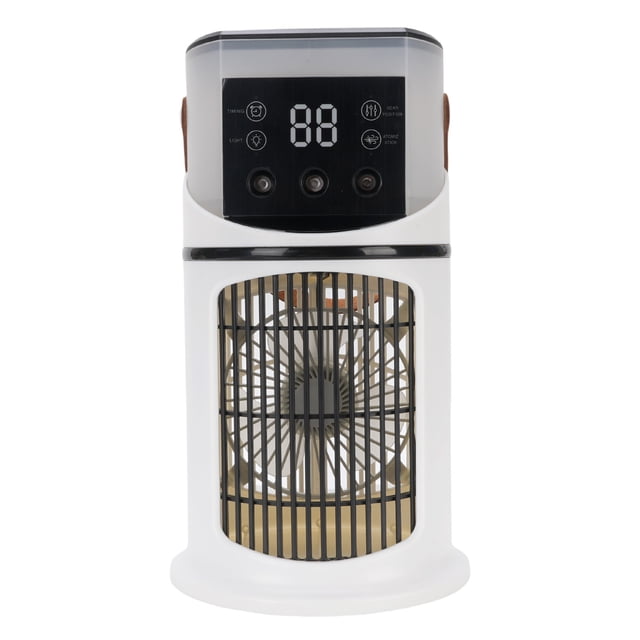 Ventilador Refrigerado Por Agua, Humidificador Enfriador De Aire De ángulo Ajustable De Bajo Ruido 4 En 1 De Alta Eficiencia 10W Con Luz De Colores Para Escritorio