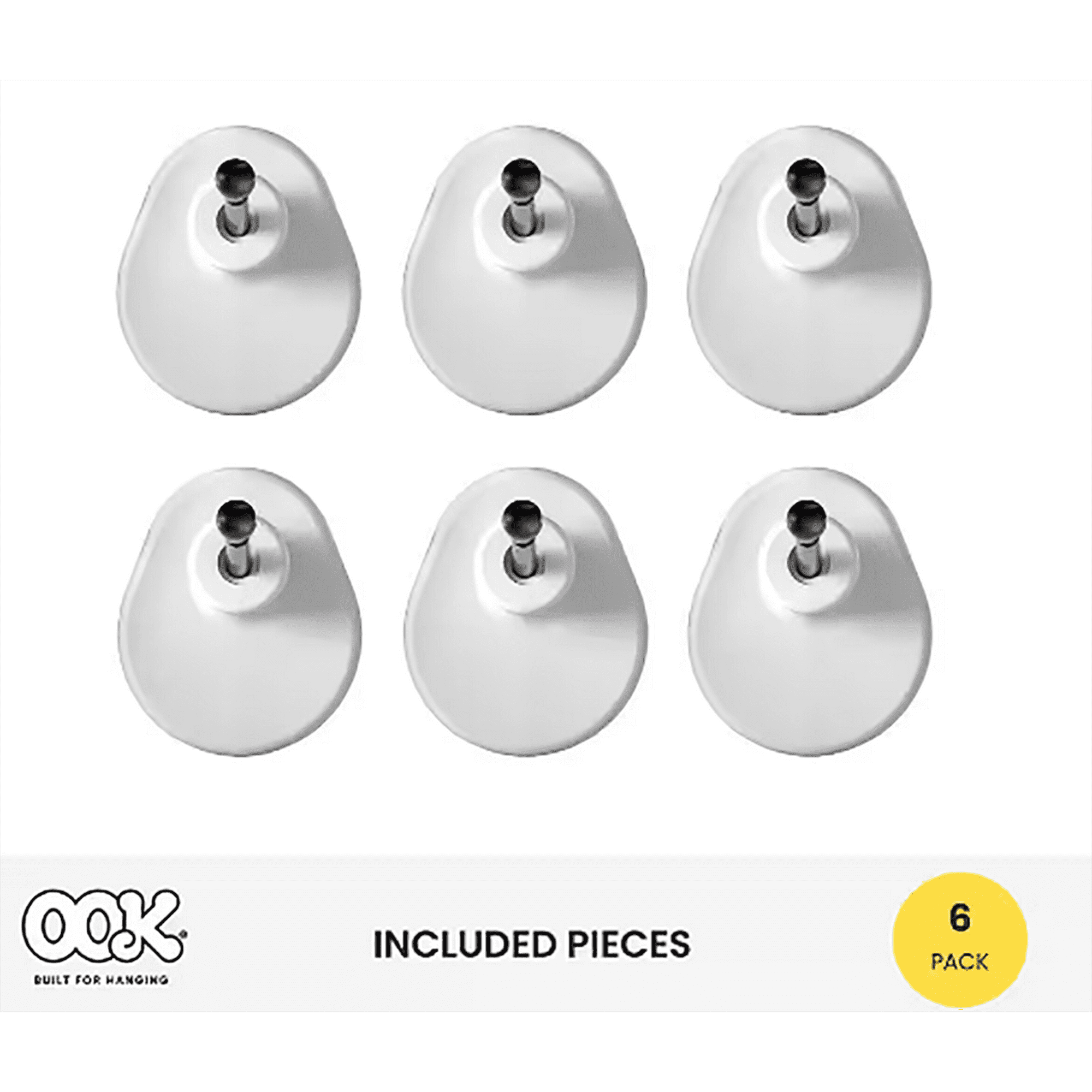 Ook Dual Head Picture Hanger, ReadyNail 20 lbs, Steel, White, for Drywall, Plaster and Wood, 6 pack