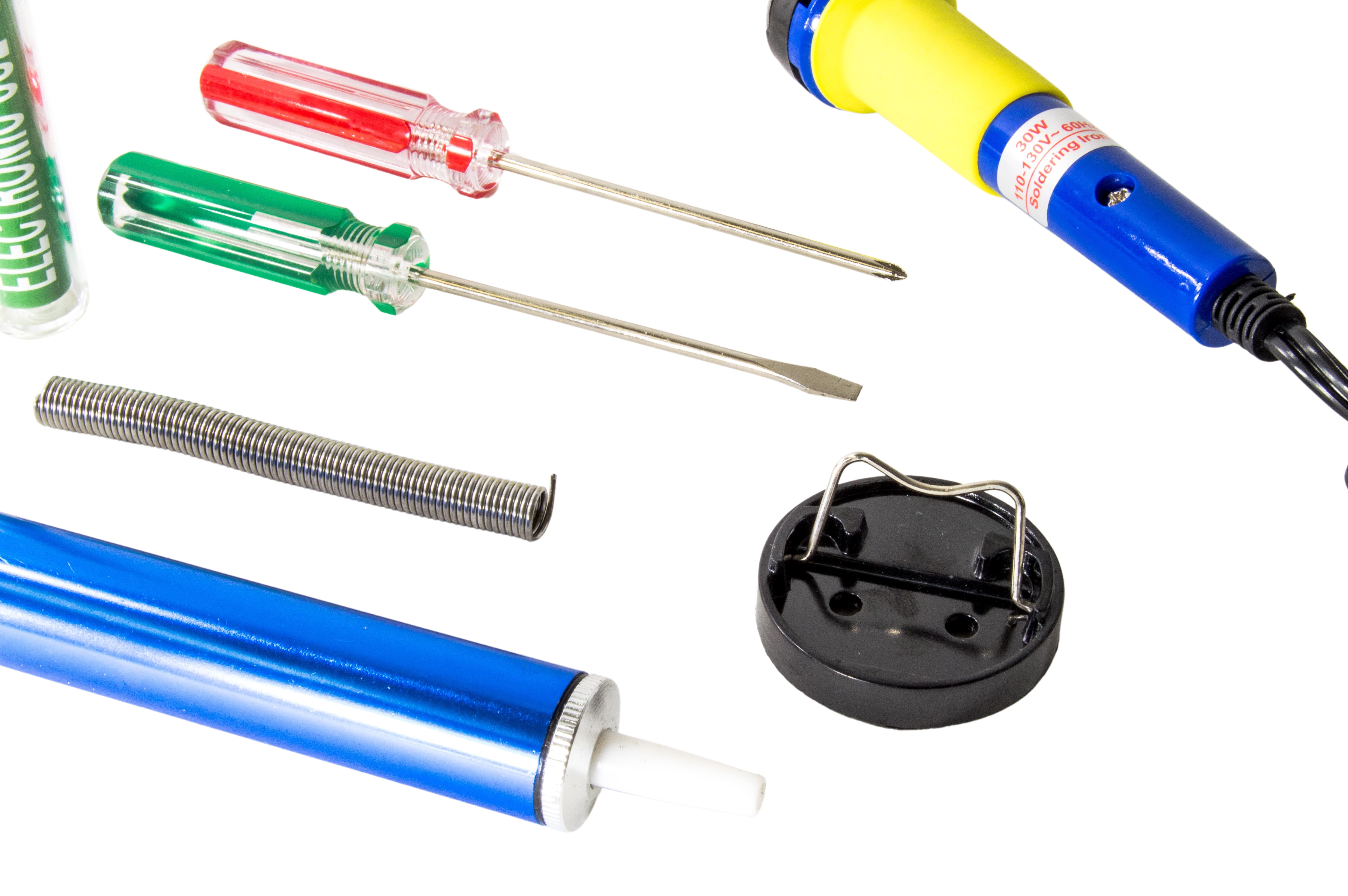 Soldering Iron Kit - Includes 30w Soldering Iron, Solder, Soldering Iron Stand, Desolder Pump, 2 Screwdrivers
