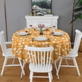 thumbnail image 2 of Yellow Puppy Dog Food Footprints Round Tablecloth 60"x60",Wrinkle Wipeable Table Cloth for Kitchen Dining Room Picnic Patio Party, 2 of 6