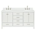 thumbnail image 2 of ARIEL Cambridge 66 Inch Double Oval Sink Bathroom Vanity With Carrara White Quartz Countertop 1.5 Edge In White, 2 of 7
