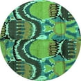 thumbnail image 1 of Ahgly Company Indoor Round Abstract Turquoise Blue Modern Area Rugs, 4' Round, 1 of 4