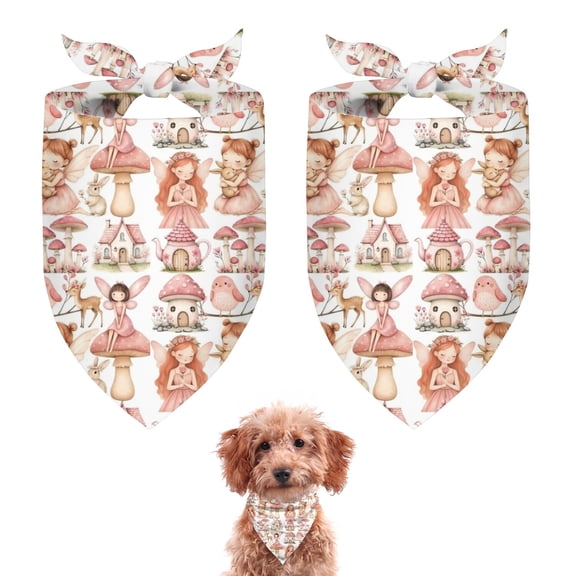 Dog Bandana 2 Pack,Forest Fairy Princess Pattern Bandanas for Dogs,Cat Bandana,Small/ Large Dog Bandana 2 Size,Dog Bandanas