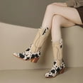 thumbnail image 2 of SACFOF Women's Western Cow Print Pull On Cowgirl Knee High Boots Block Heel Booties, 2 of 6