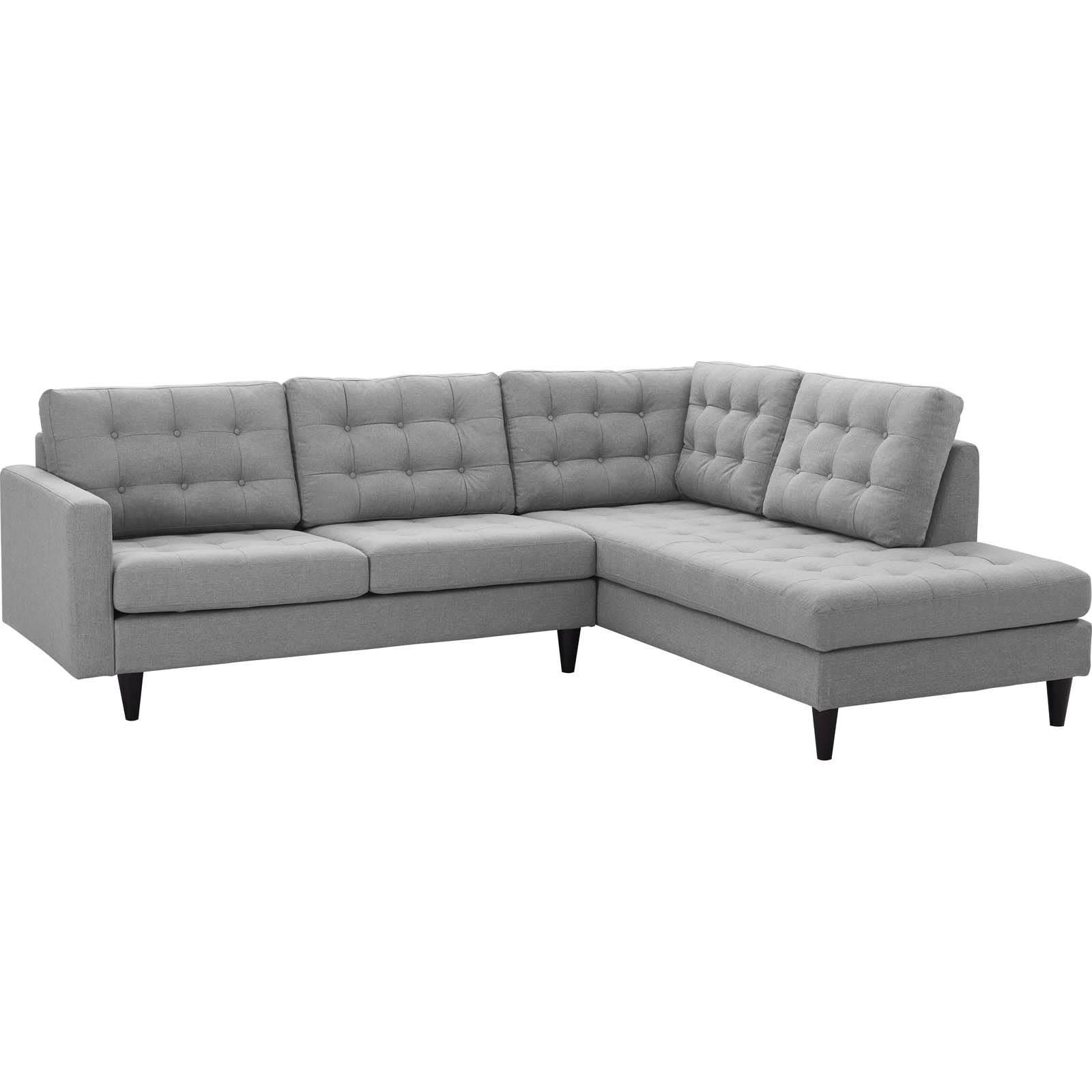 Modway Empress 2 Piece Upholstered Fabric Right Facing Sectional, Multiple Colors
